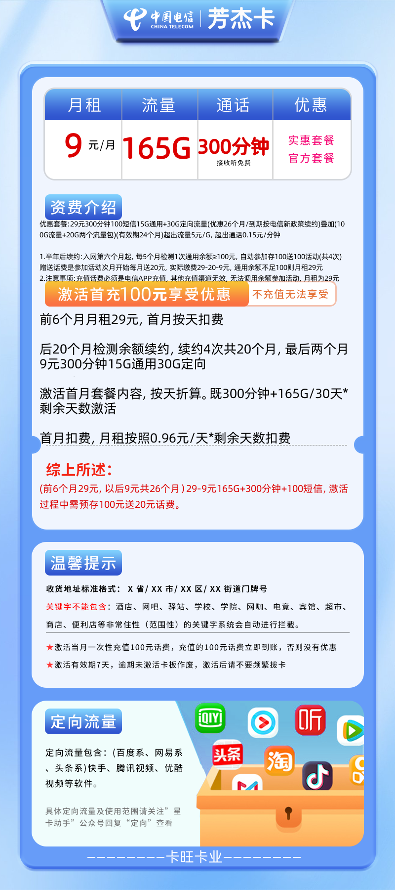电信芳杰卡【发全国】详情